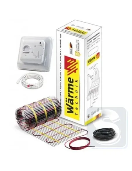 Нагревательный мат Wärme Twin mat 1500 W на основе двухжильного кабеля в плиточный клей, комплект